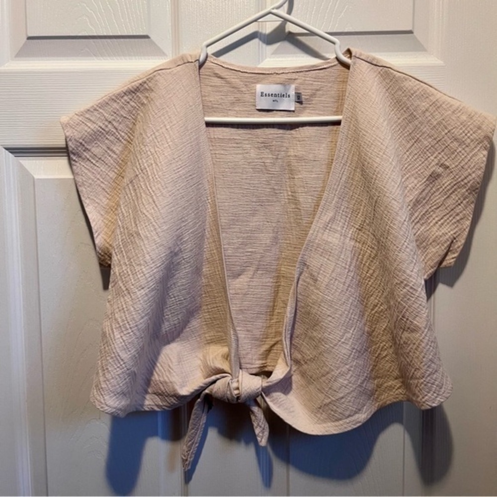 3/30$💥 Essentiels MTL cardigan Vest tie front XS / Small Women beige summer